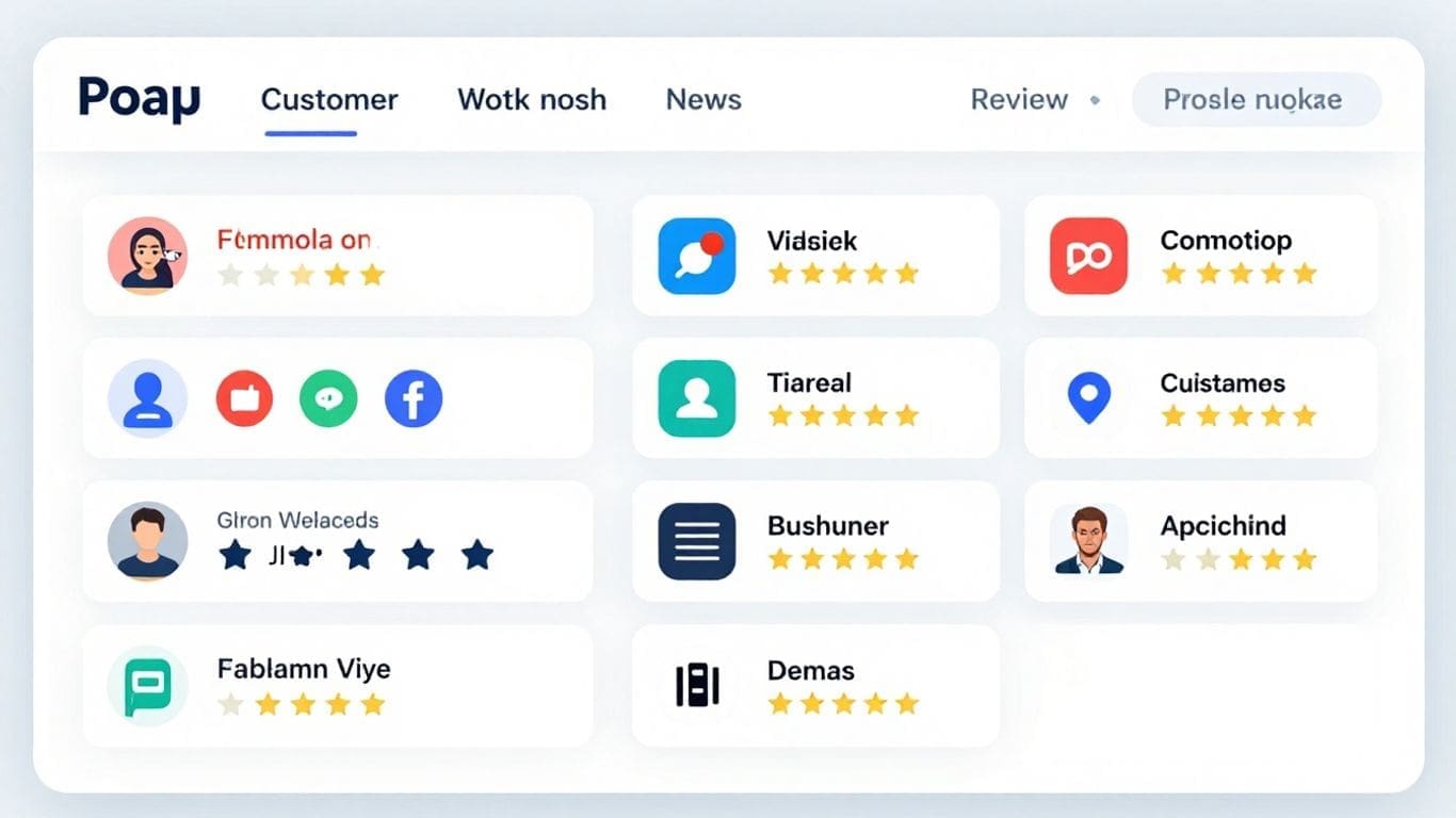 dashboard with customer reviews and ratings